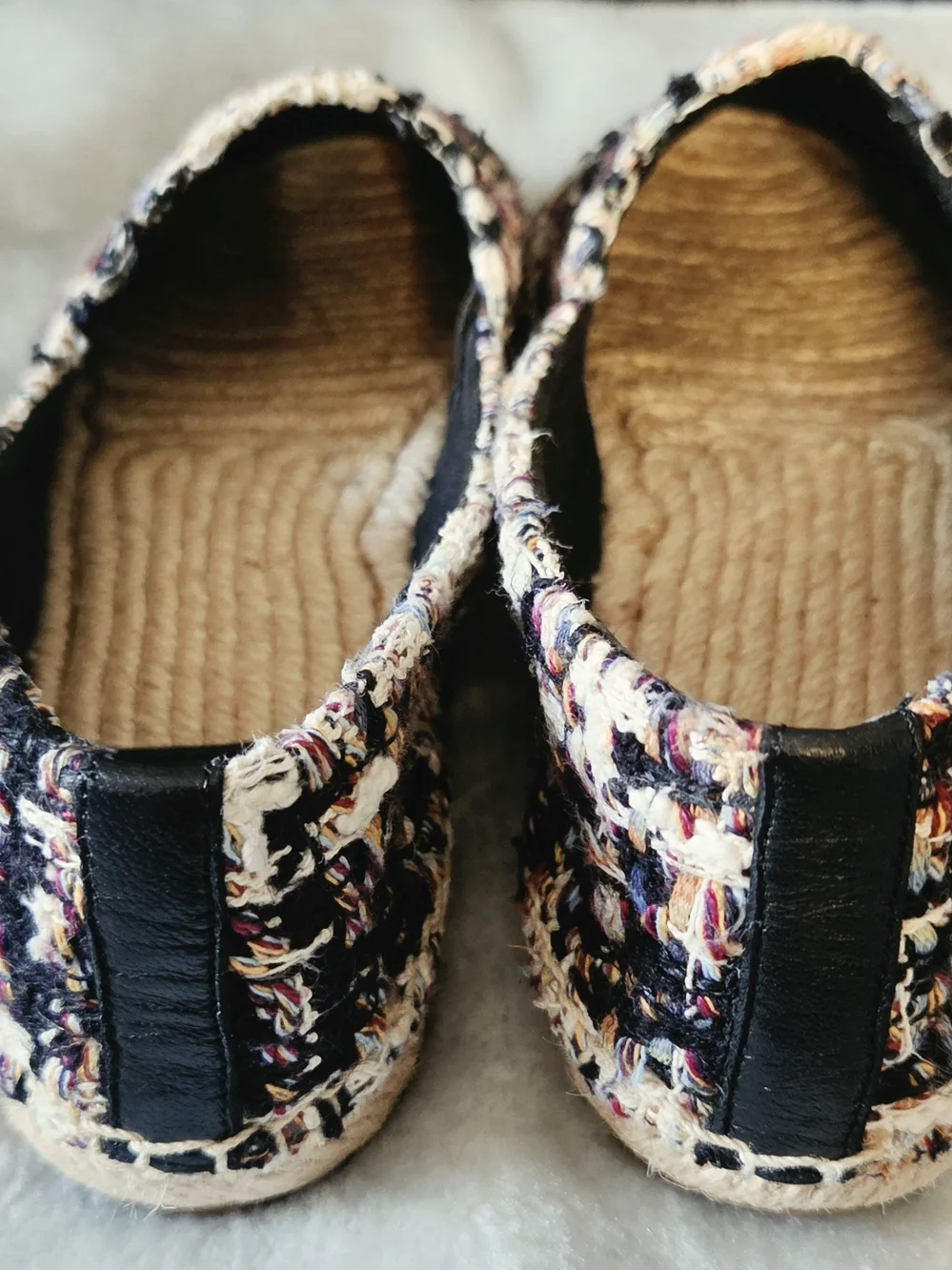 Tory Burch Tweed Cap Toe Flats in Black & Cream